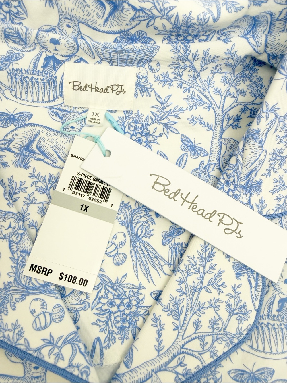 BedHead PJs X Anthropologie Fairytale Forest Pajama Set Blue White Two (2) Piece - Picture 11 of 16